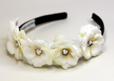 Black & Cream Mini Rose Flower Crown