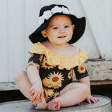 Black Stella Sun Hat with Mini Rose Crown