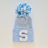 Initial Newborn Pom-Pom Hospital Hats