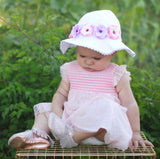 White Stella Sun Hat with Mini Rose Crown