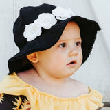 Black Stella Sun Hat with Mini Rose Crown