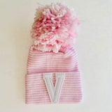 Initial Newborn Pom-Pom Hospital Hats