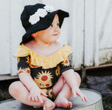 Black Stella Sun Hat with Mini Rose Crown