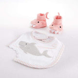 Chomp & Stomp Shark Bib & Booties Gift Set (Pink)