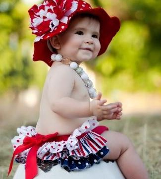 Red Dot Sun Hat with Red White Large Peony