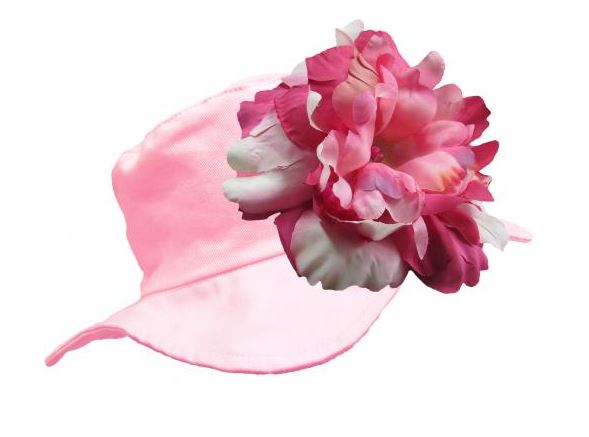 Pale Pink Sun Hat with Pink Raspberry Large Peony