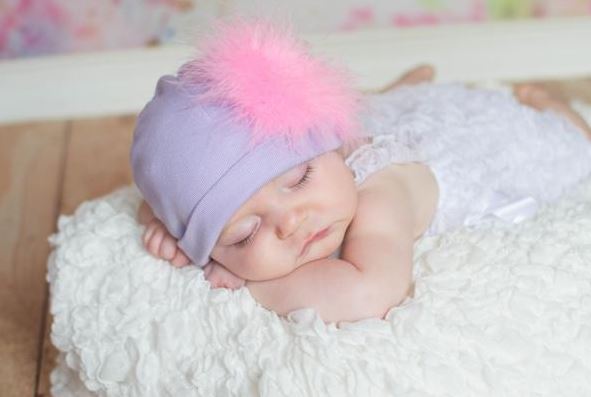 Lavender Cotton Hat with Candy Pink Large regular Marabou