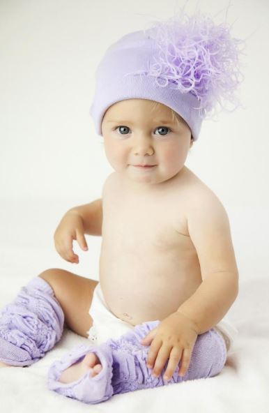 Lavender Cotton Hat with Lavender Large Curly Marabou