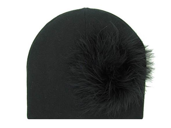 Black Cotton Hat with Black Large regular Marabou