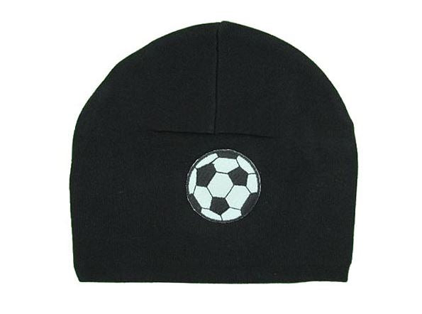 Black Applique Hat with Black White Soccer Ball