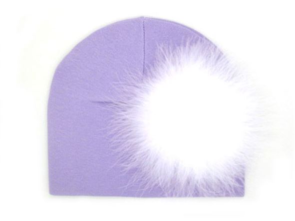 Lavender Cotton Hat with White Large regular Marabou