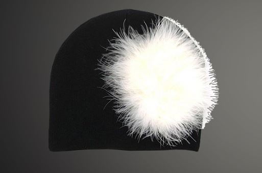 Black Cotton Hat with Cream Large regular Marabou