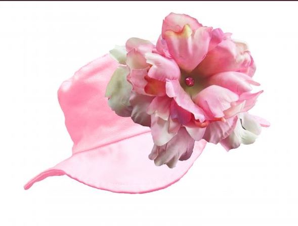 Pale Pink Sun Hat with Candy Pink Large Peony