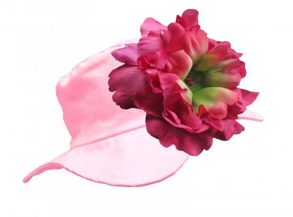 Pale Pink Sun Hat with Raspberry Large Peony