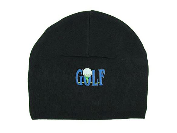 Black Applique Hat with Blue Golfball