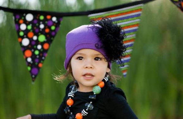 Purple Cotton Hat with Black Large Curly Marabou