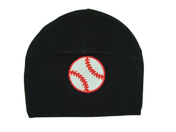 Black Applique Hat with Red Baseball