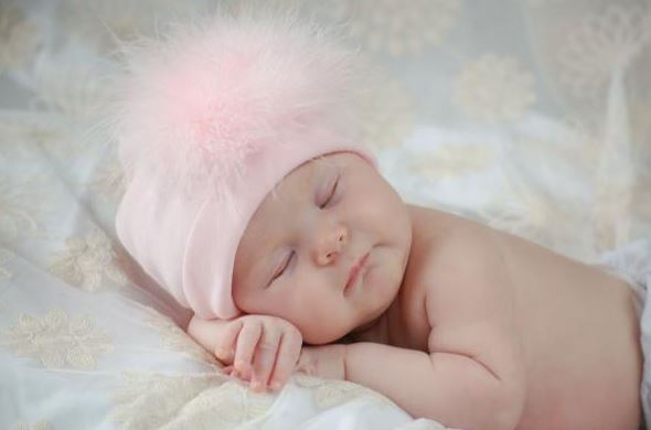 Pale Pink Cotton Hat with Pale Pink Large regular Marabou
