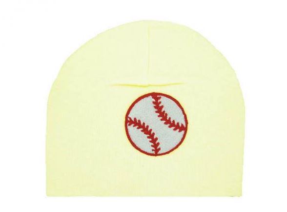 Cream Applique Hat with Red Baseball
