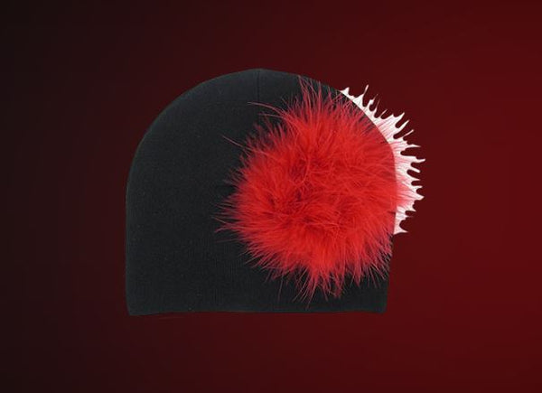 Black Cotton Hat with Red Large regular Marabou