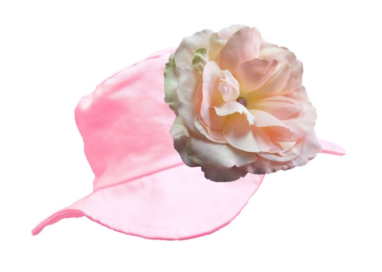 Pale Pink Sun Hat with Pale Pink Large Rose