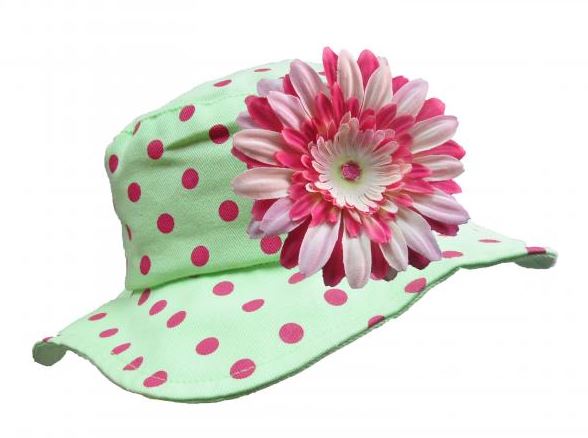 Light Aloe Sun Hat with Pink Raspberry Daisy