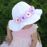 White Stella Sun Hat with Mini Rose Crown