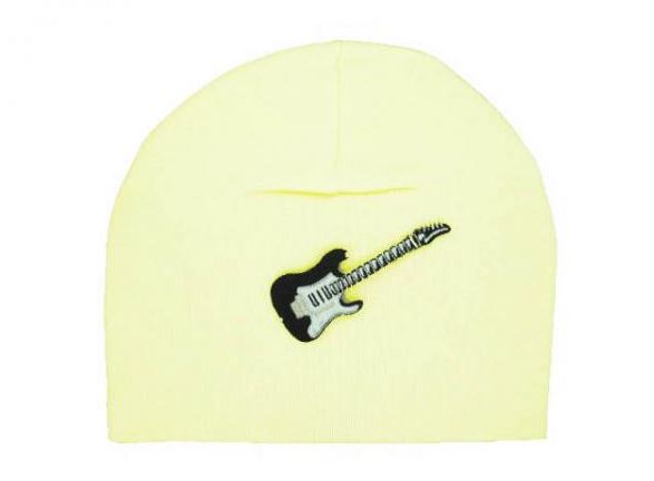 Cream Applique Hat with Black Guitar
