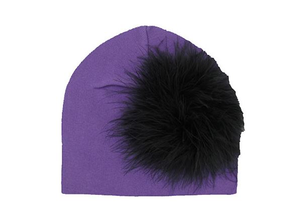 Purple Cotton Hat with Black Large regular Marabou