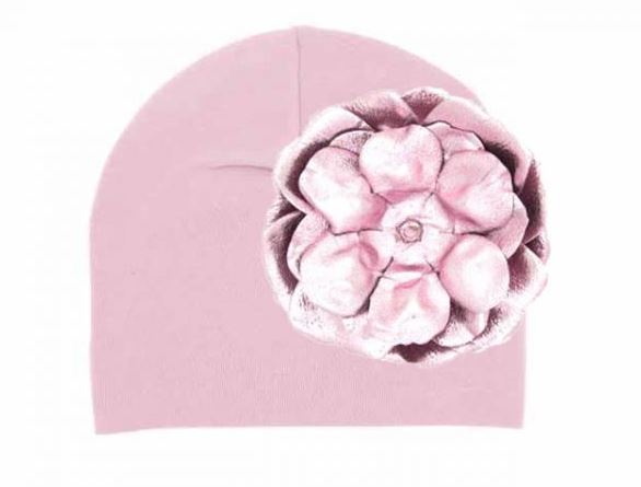 Pale Pink Cotton Hat with Metallic Pale Pink Rose