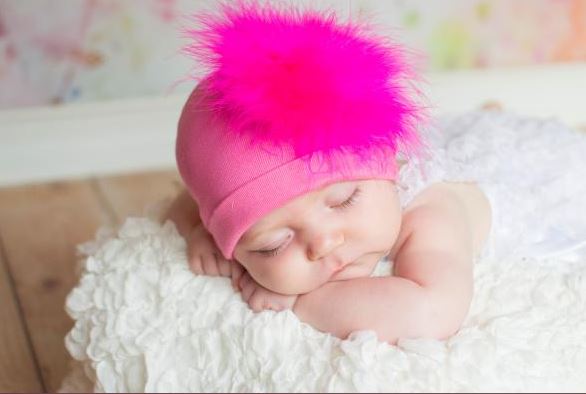 Candy Pink Cotton Hat with Hot Pink Large regular Marabou