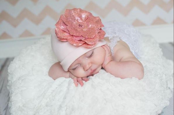 Pale Pink Cotton Hat with Sequins Pale Pink Rose