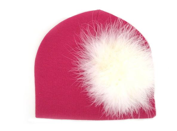 Raspberry Cotton Hat with Cream Large regular Marabou