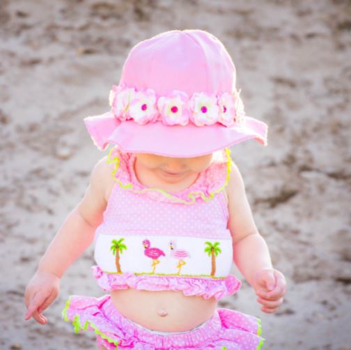 Candy Pink Stella Sun Hat with Mini Rose Crown