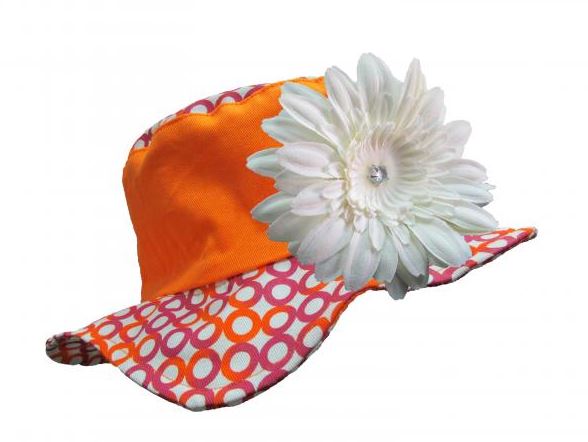 Orange Sun Hat with White Daisy