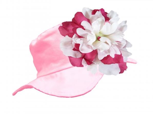 Pale Pink Sun Hat with White Raspberry Large Peony