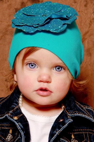 Teal Cotton Hat with Sequins Teal Rose