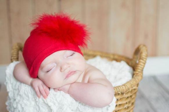 Red Cotton Hat with Red Large regular Marabou