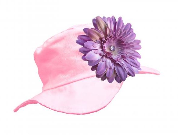 Pale Pink Sun Hat with Lavender Daisy