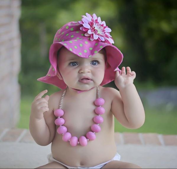 Candy Pink Aloe Dot Sun Hat with Pink Raspberry Daisy