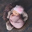 Pink Stripe Hospital Hat with Marabou Puff