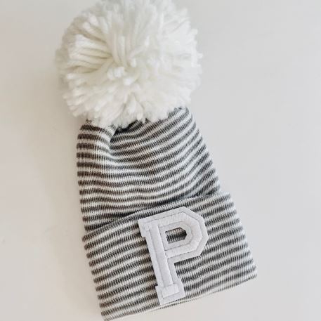 Initial Newborn Pom-Pom Hospital Hats