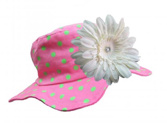 Candy Pink Aloe Dot Sun Hat with White Daisy