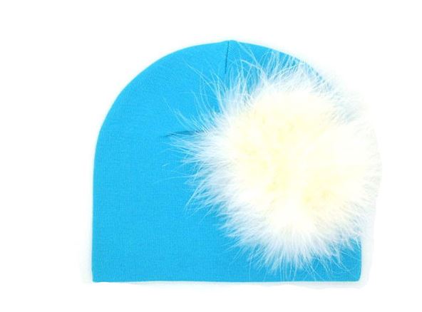 Teal Cotton Hat with Cream Large regular Marabou