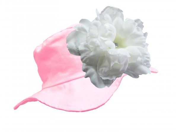 Pale Pink Sun Hat with White Large Peony