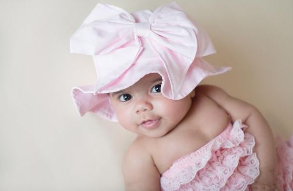 Pale Pink Sun Hat with Pale Pink Bow-Rae-Mi