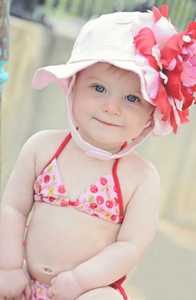 Pale Pink Sun Hat with Red Pink Large Peony