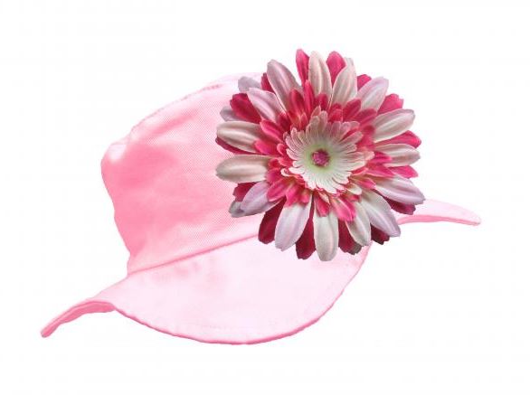 Pale Pink Sun Hat with Pink Raspberry Daisy