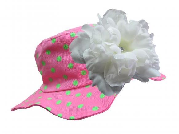 Candy Pink Aloe Dot Sun Hat with White Large Peony