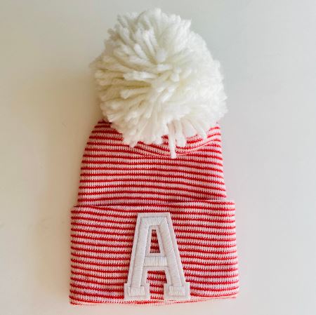 Initial Newborn Pom-Pom Hospital Hats